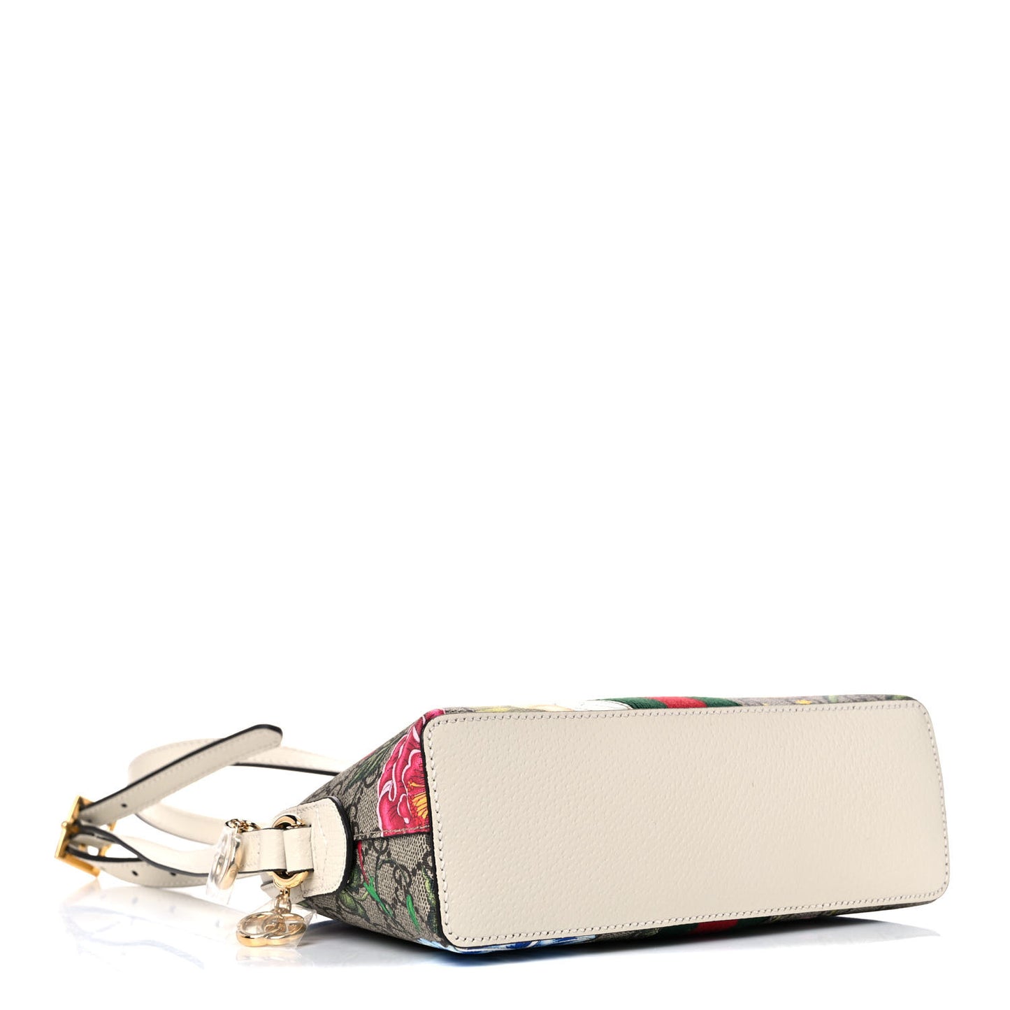 GG Supreme Monogram Flora Web GG Small Ophidia Dome Shoulder Bag White