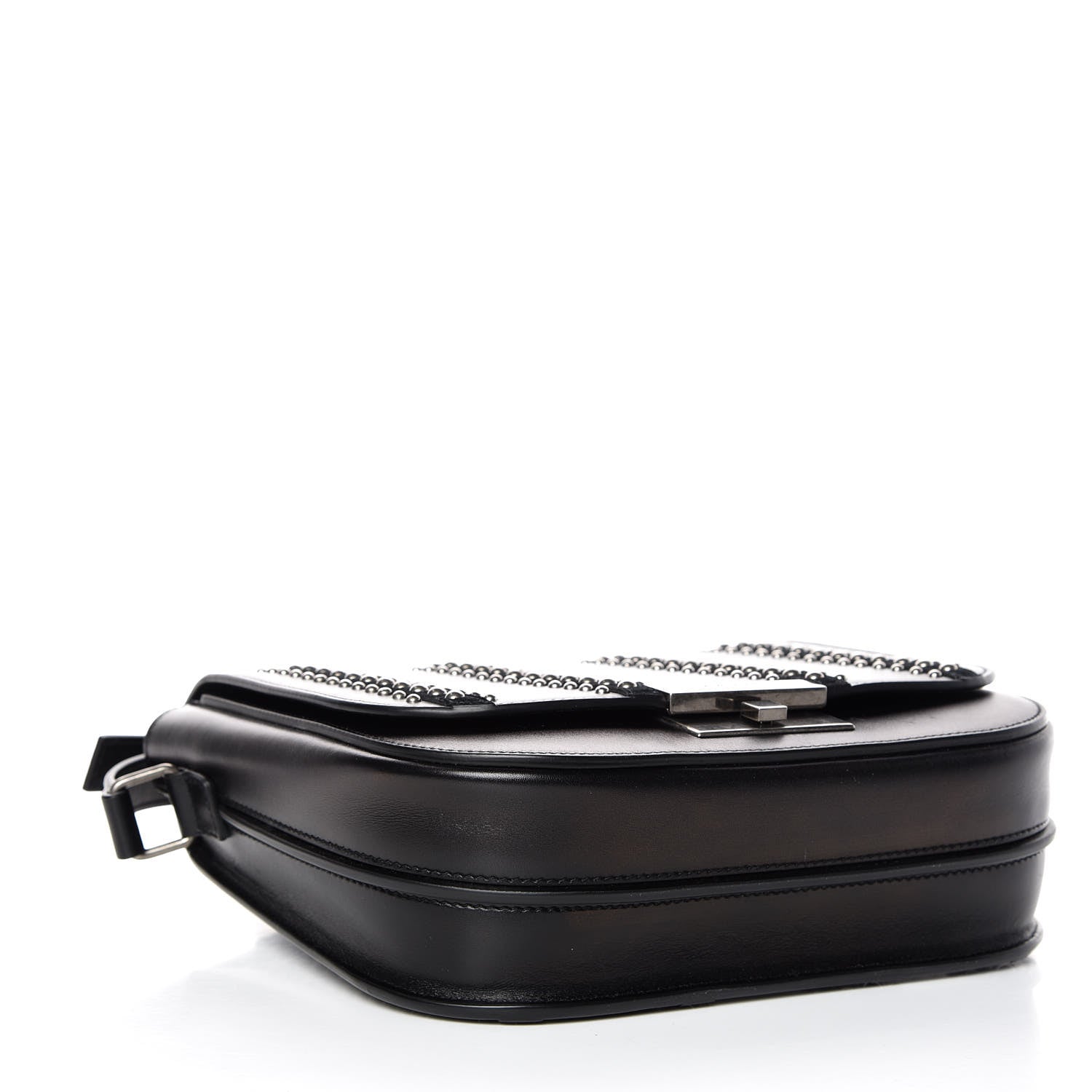 Saint Laurent Smooth Calfskin Suede Betty Stud Stripe Flap Messenger Black 4 of 9