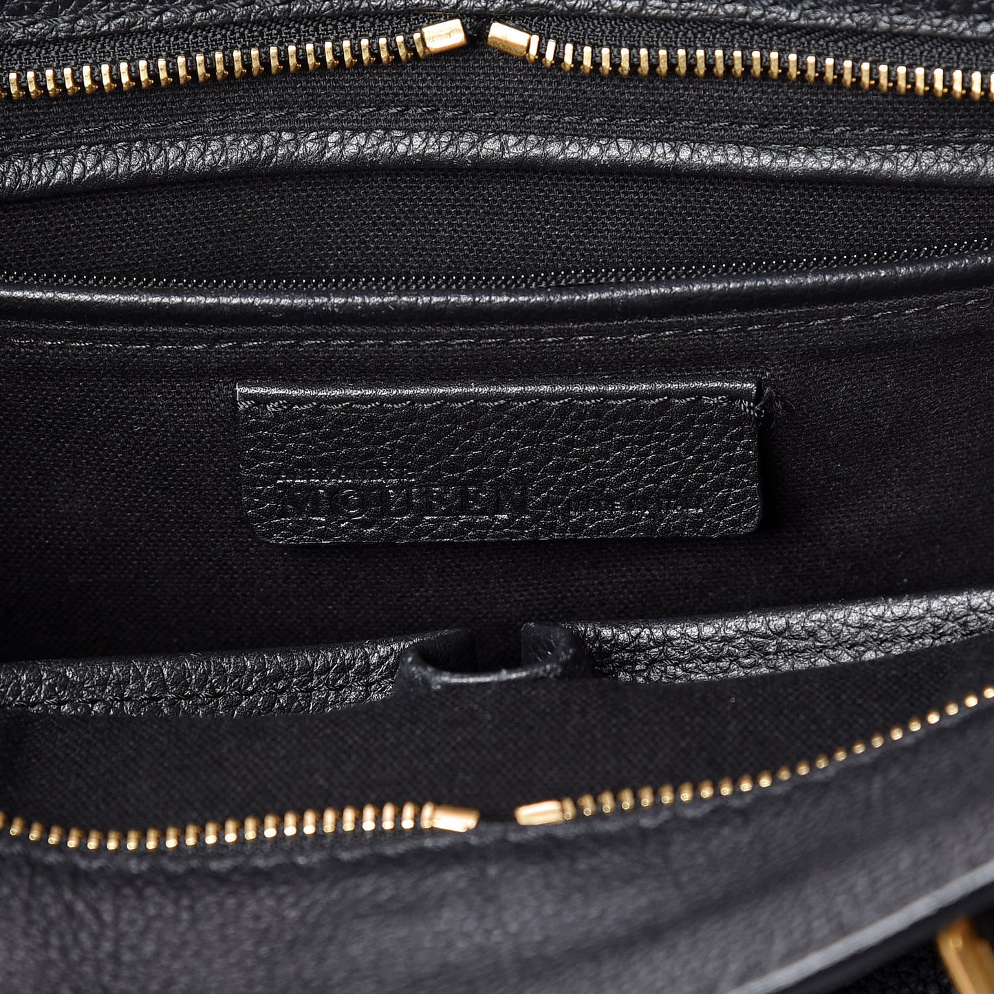 Pebbled Calfskin Small Skull Padlock Zip Around Tote Black