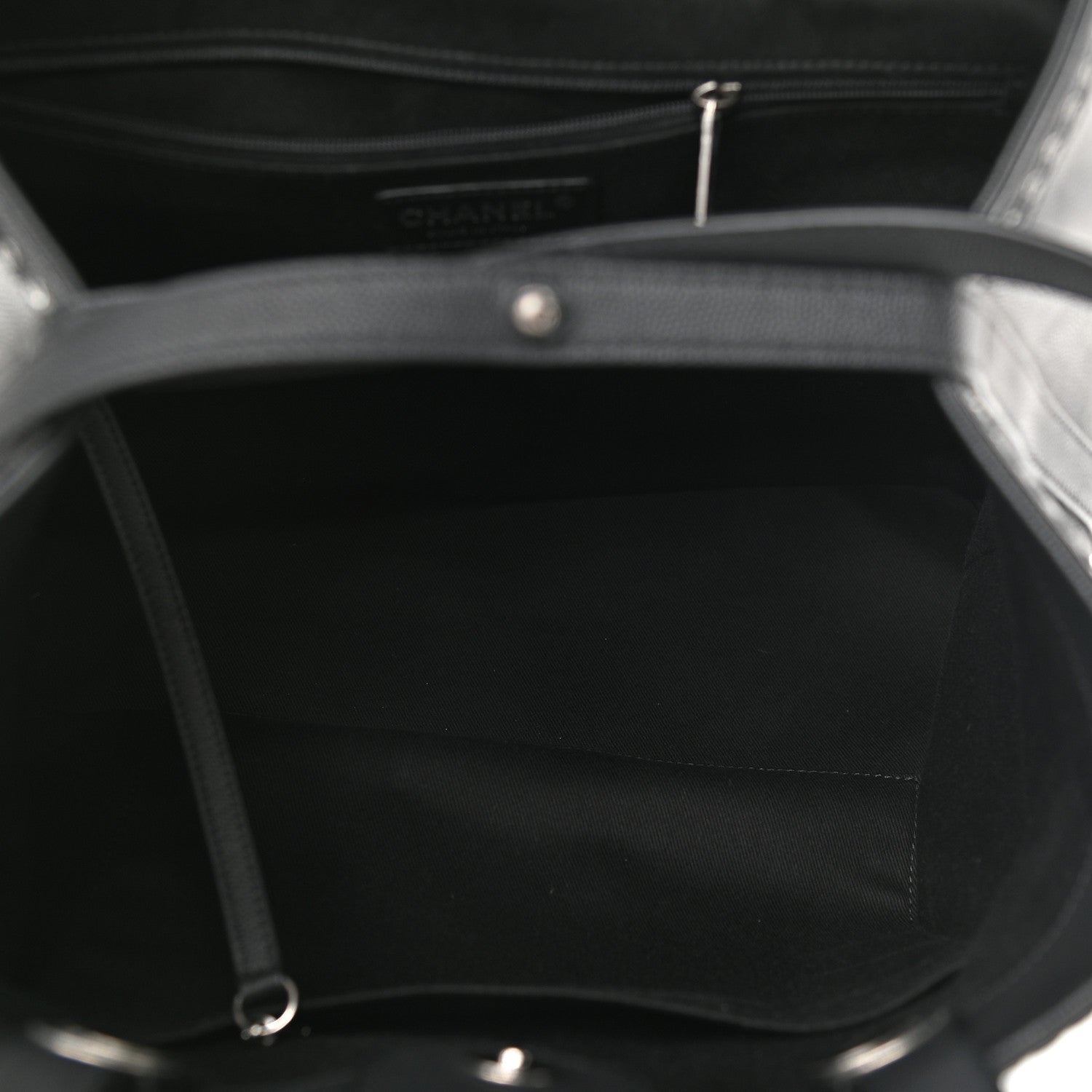 Chanel Grained Calfskin Large Coco Eyelets Shopping Tote Black 5 of 9