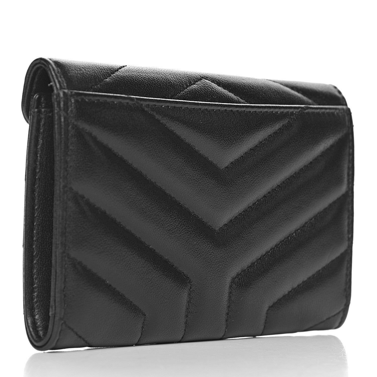 Saint Laurent Lambskin Y Quilted Monogram Small Loulou Envelope Wallet Black 3 of 7