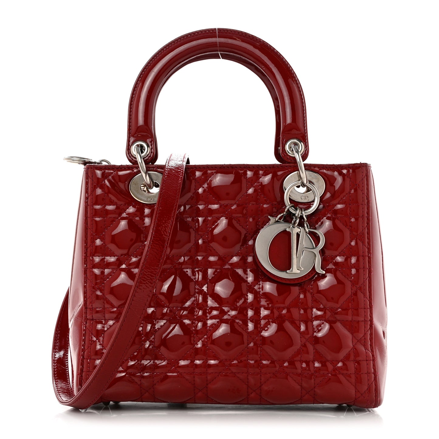 Patent Cannage Medium Lady Dior Burgundy Red
