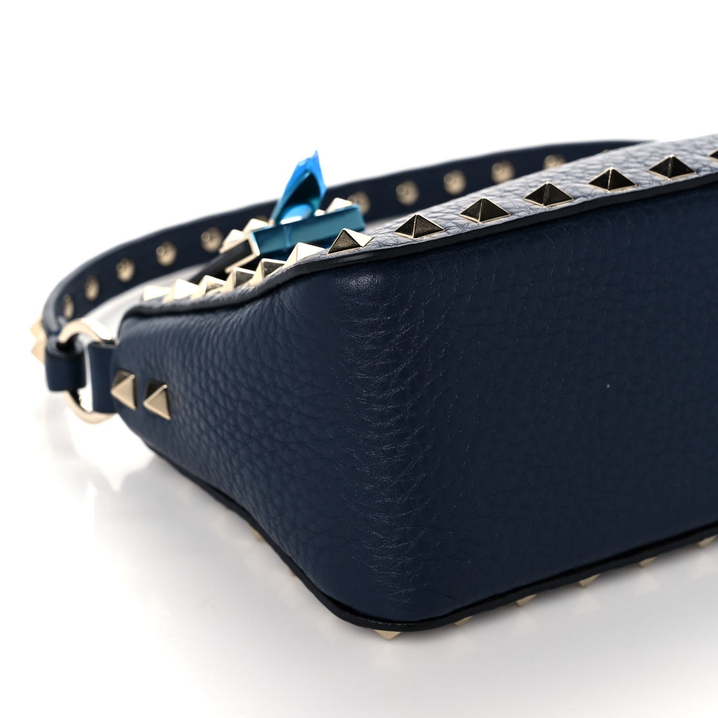 Pebbled Calfskin Small Rockstud Flip Lock Shoulder Bag Marine
