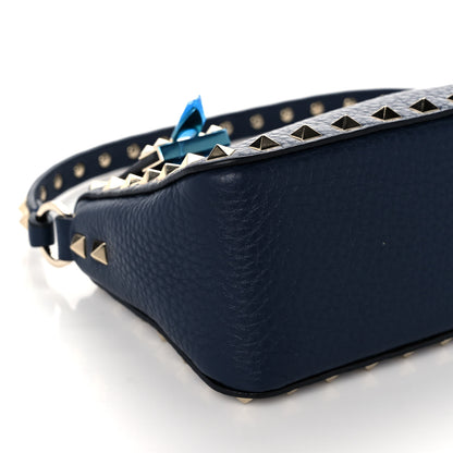 Valentino Garavani Pebbled Calfskin Small Rockstud Flip Lock Shoulder Bag Marine 8 of 9
