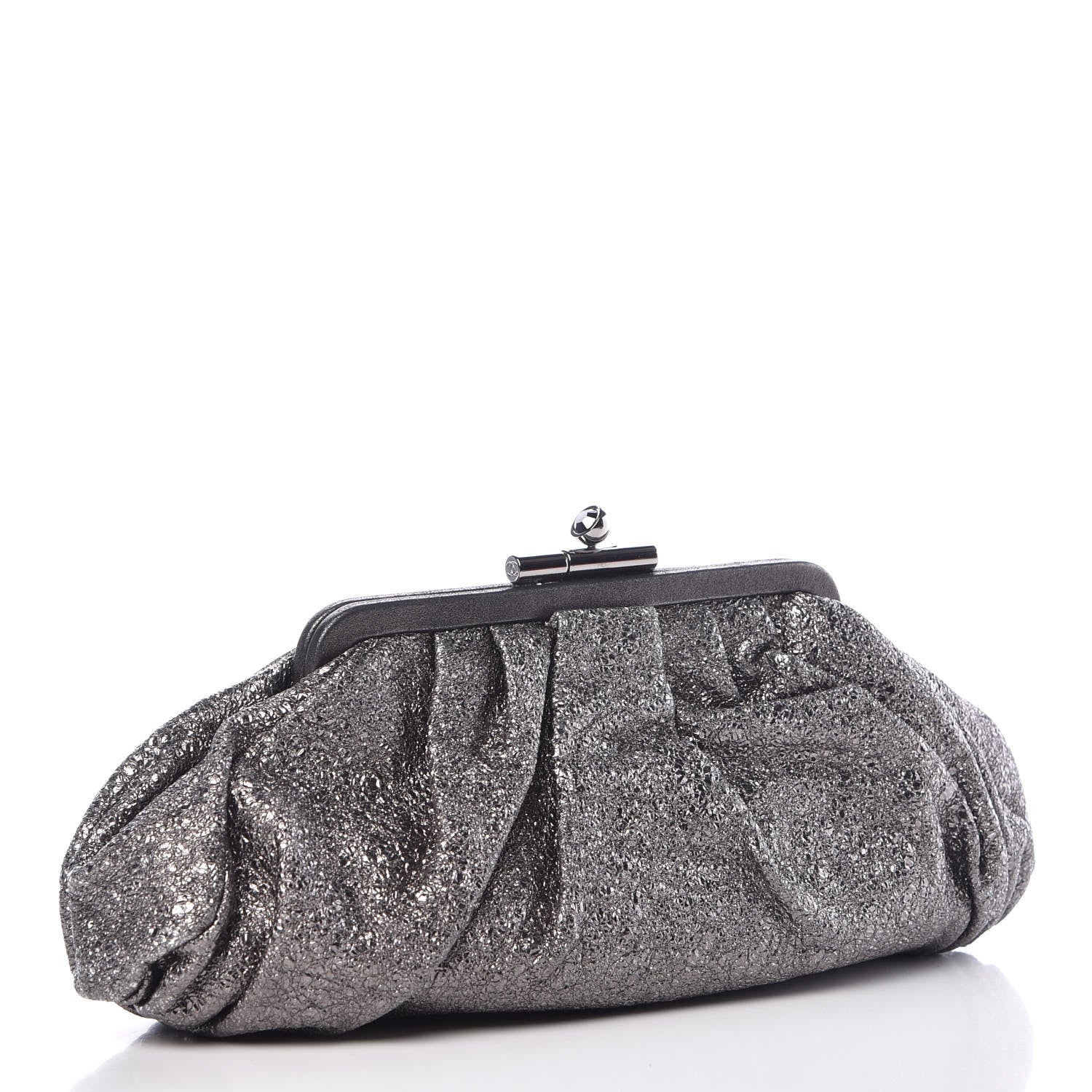 Chanel Metallic Crackled Calfskin Monte Carlo Clutch Dark Silver 3 of 7