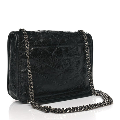 Saint Laurent Crinkled Calfskin Matelasse Monogram Niki Chain Wallet Black 3 of 13