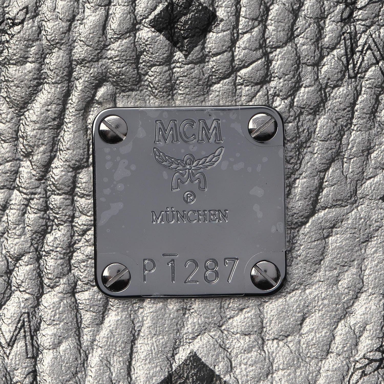 MCM Metallic Visetos Medium Stark Backpack Silver Black 10 of 12