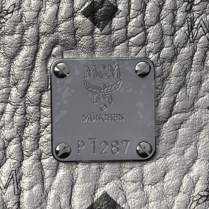 MCM Metallic Visetos Medium Stark Backpack Silver Black 10 of 12