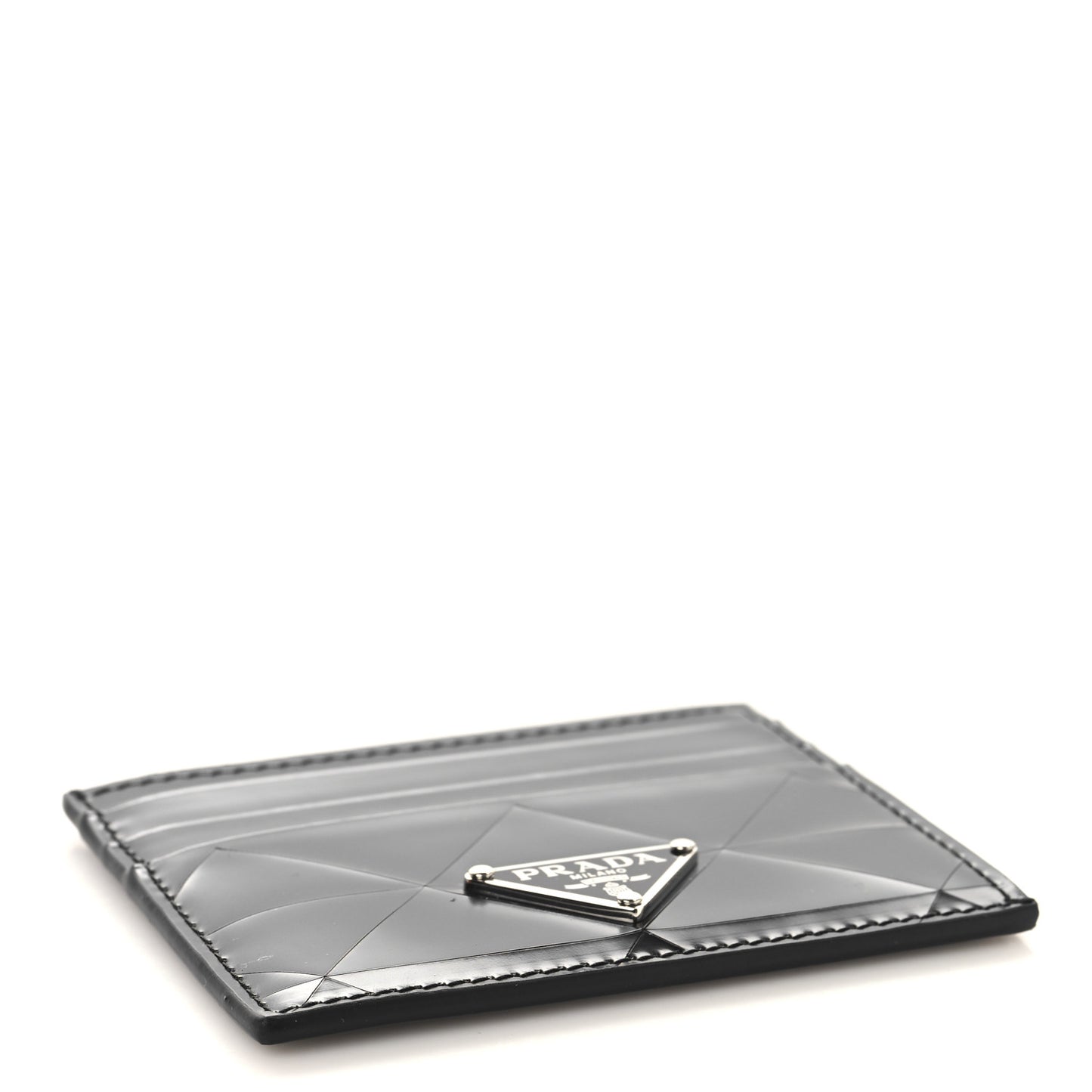 Spazzolato Triangle Patterned Card Holder Black