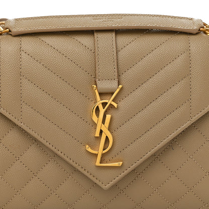 Saint Laurent Grain De Poudre Textured Mixed Matelasse Medium Triquilt Monogram Satchel Dark Latte 7 of 9