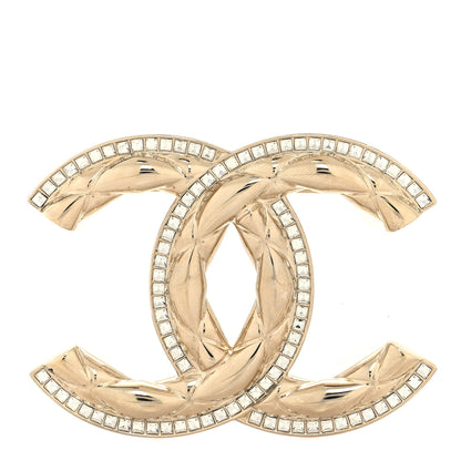 Chanel Baguette Crystal Quilted Vintage Allure CC Brooch Gold 1 of 3