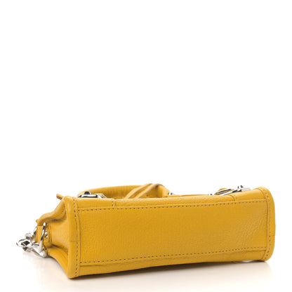 Balenciaga Chevre Silver Metallic Edge Hardware Nano City Jaune Epi 4 of 9
