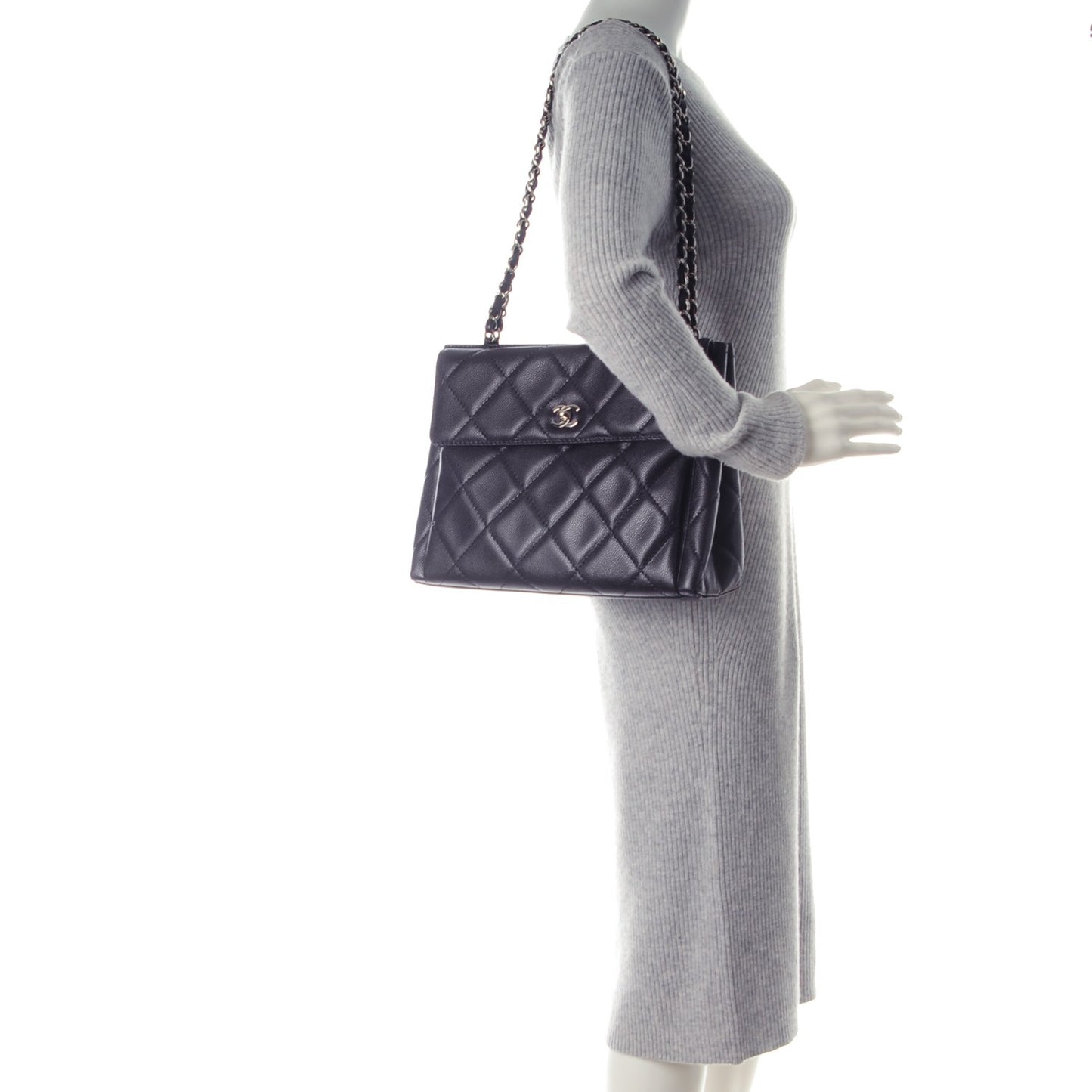 Caviar Quilted Flap Shoulder Bag Purple