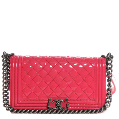 Chanel Patent Leather Medium Boy Flap Pink 1 of 8