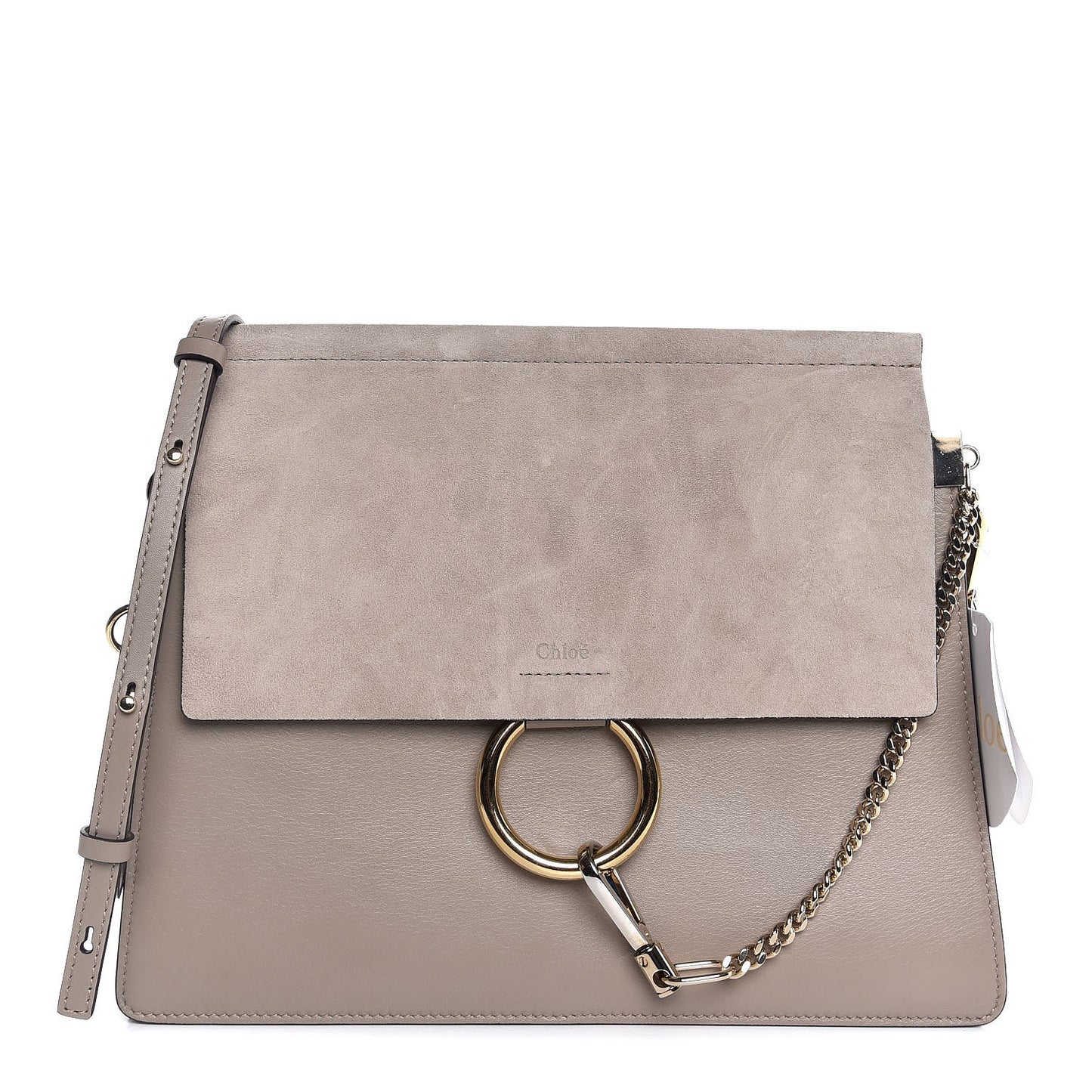 Calfskin Suede Medium Faye Shoulder Bag Motty Grey