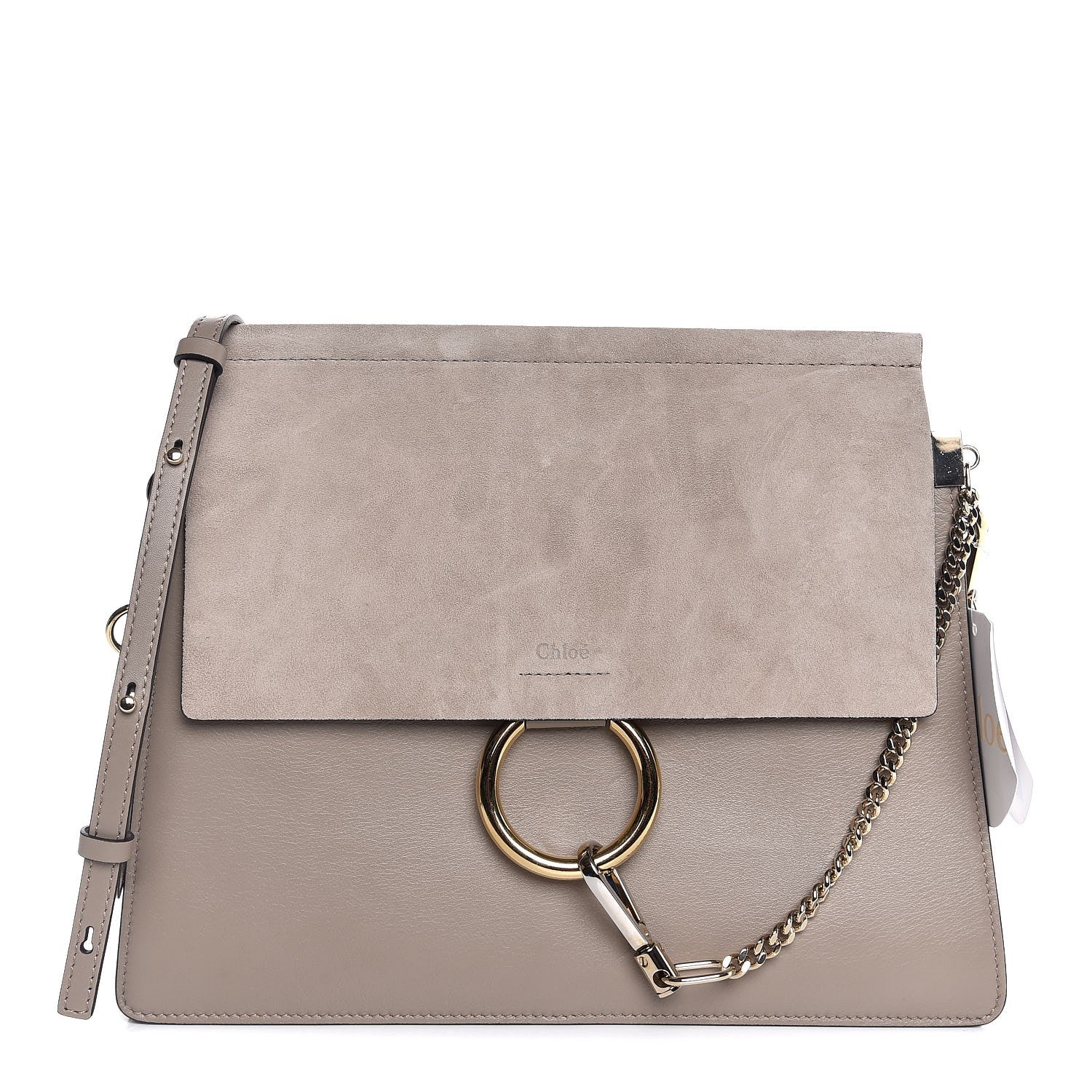 Chloe Calfskin Suede Medium Faye Shoulder Bag Motty Grey 1 of 7