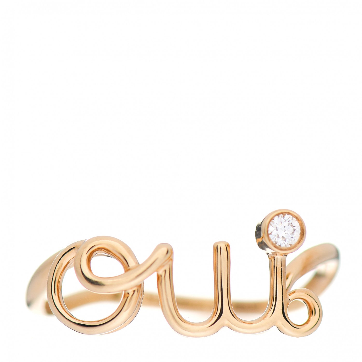 Christian Dior 18K Yellow Gold Diamond Oui Ring 53 6.25 1 of 6