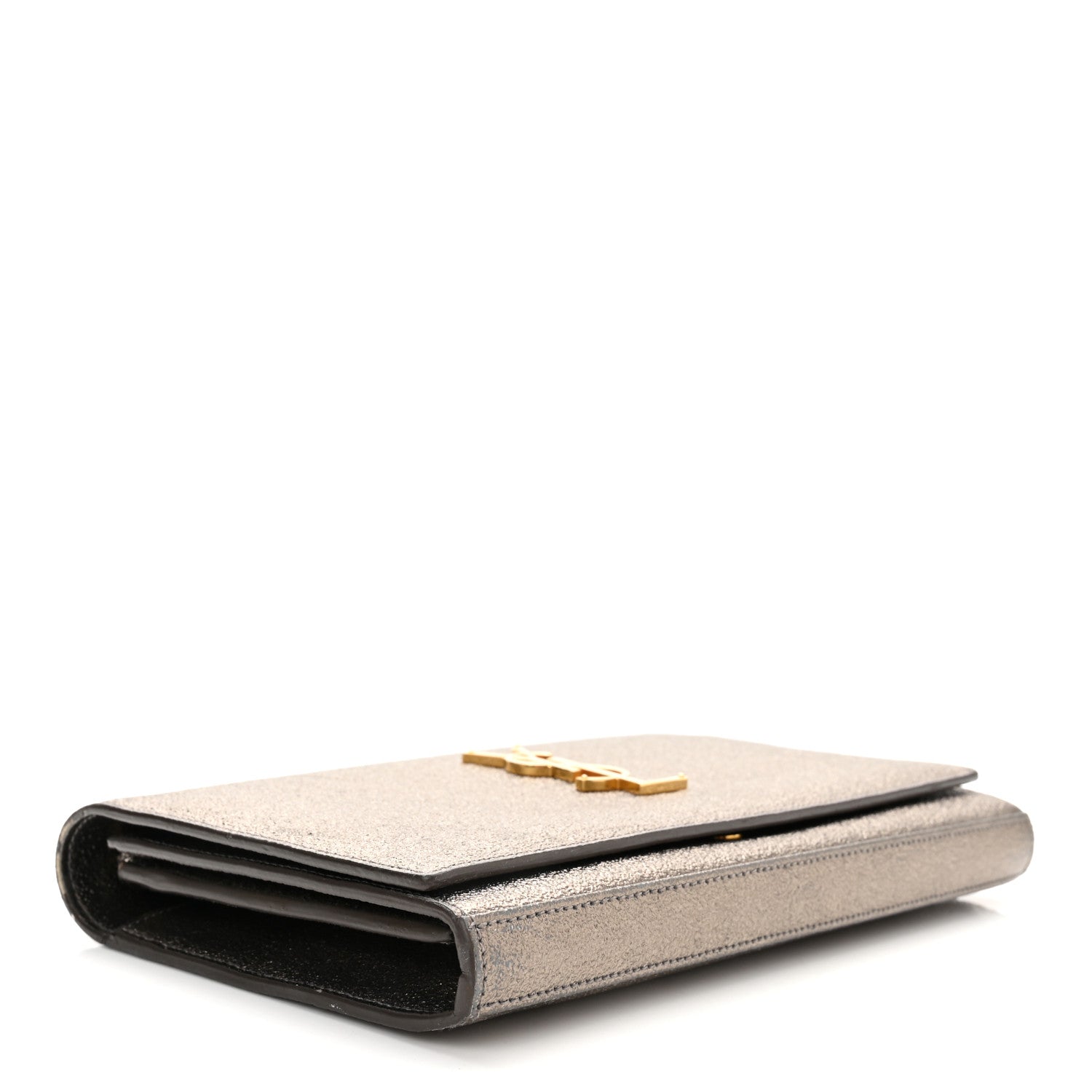 Saint Laurent Grained Metallic Calfskin Monogram Chain Wallet Bronze 3 of 8