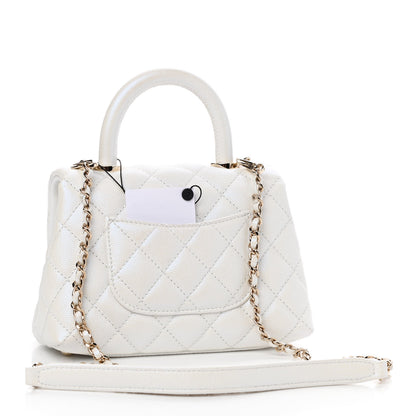 Chanel Iridescent Caviar Quilted Extra Mini Coco Handle Flap Ivory 3 of 9