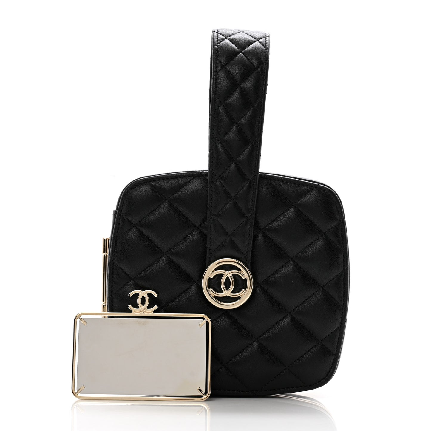 Lambskin Minaudiere Vanity With Handle Black