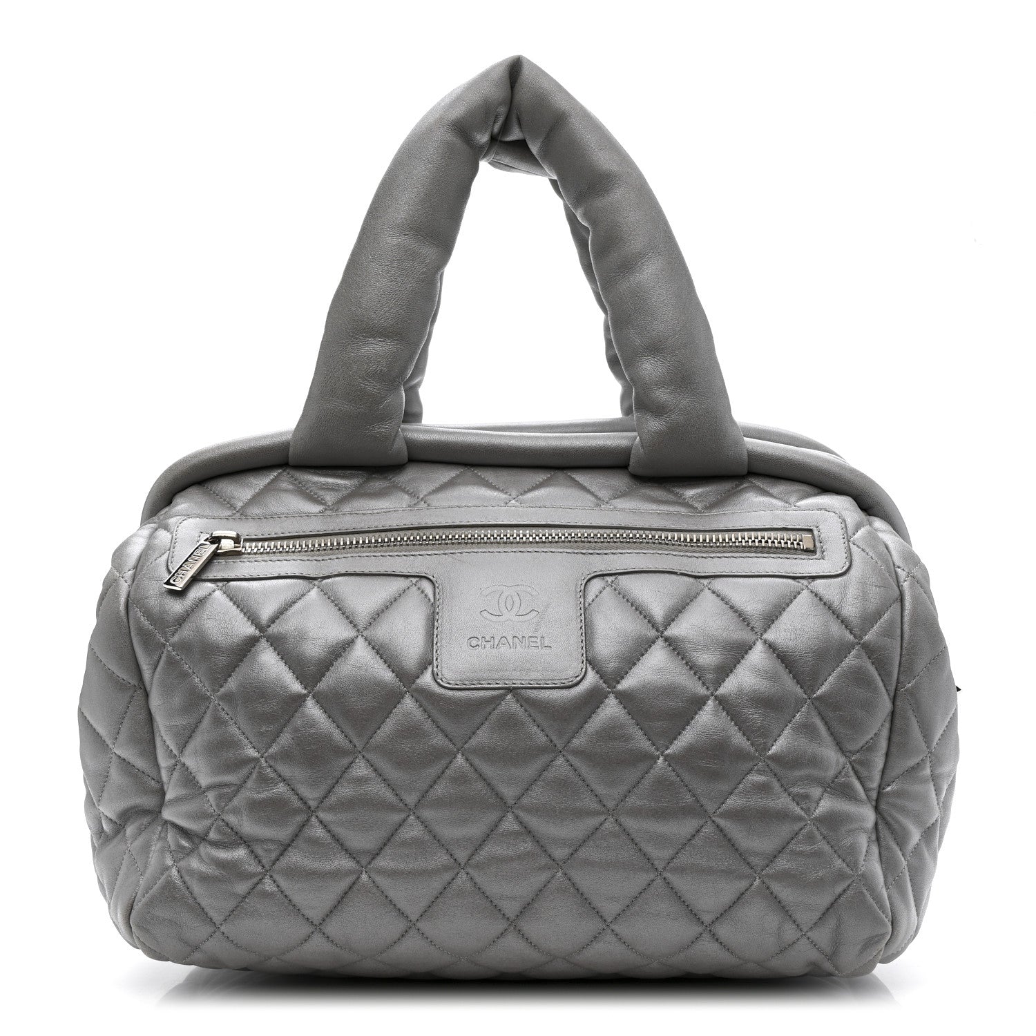 Chanel Metallic Lambskin Quilted Coco Cocoon Bowler Silver 1 of 14