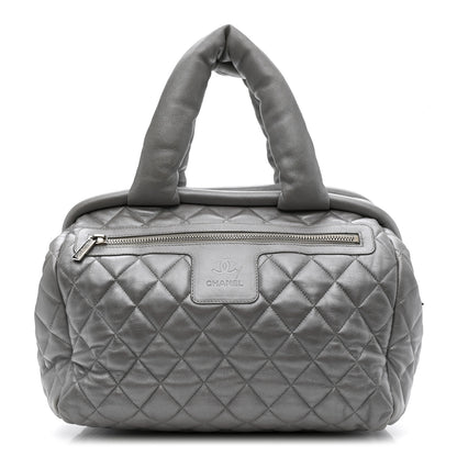 Chanel Metallic Lambskin Quilted Coco Cocoon Bowler Silver 1 of 14