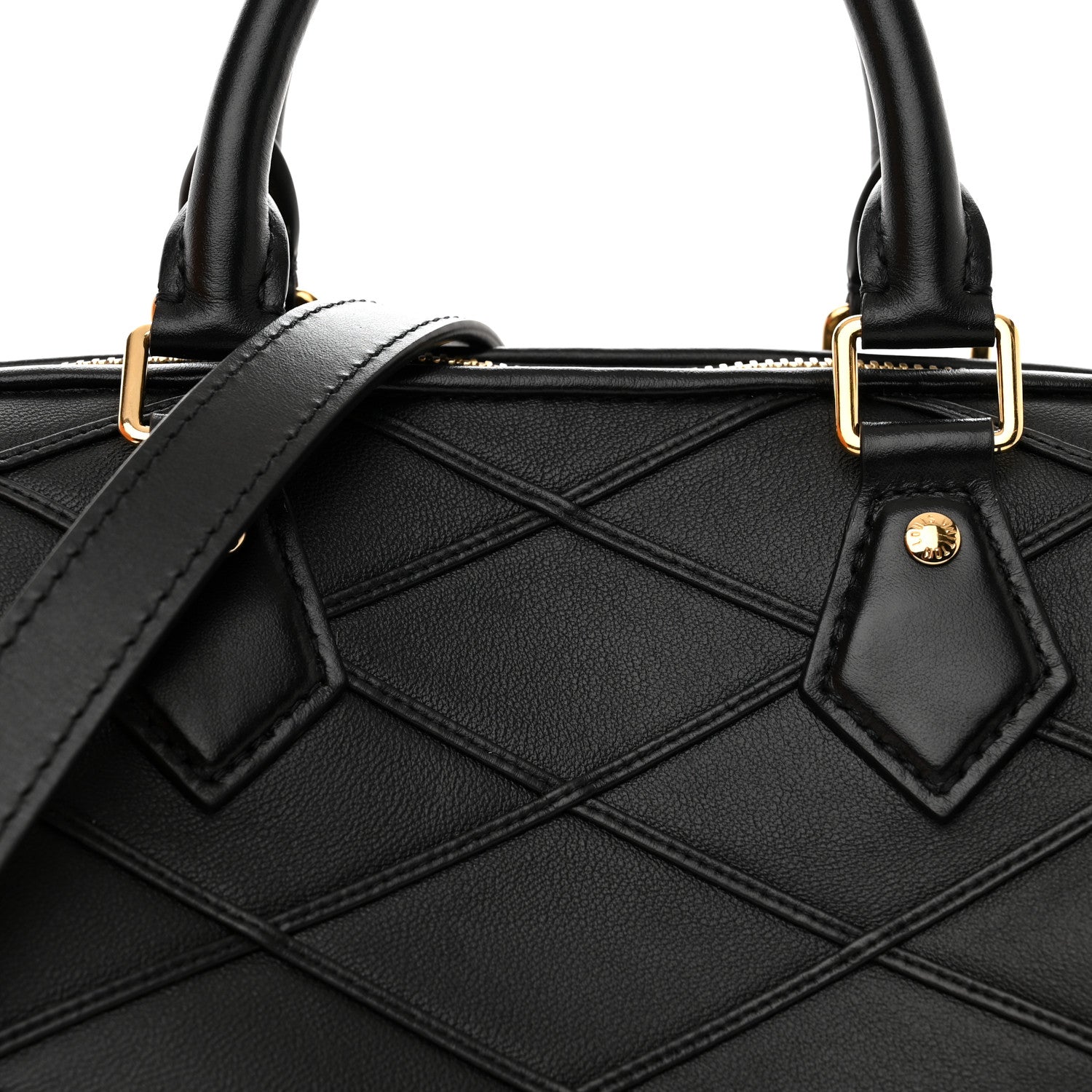 Louis Vuitton Lambskin Malletage Speedy Bandouliere 25 Black 7 of 10