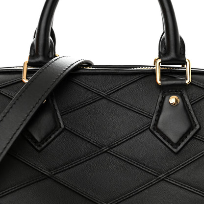 Louis Vuitton Lambskin Malletage Speedy Bandouliere 25 Black 7 of 10