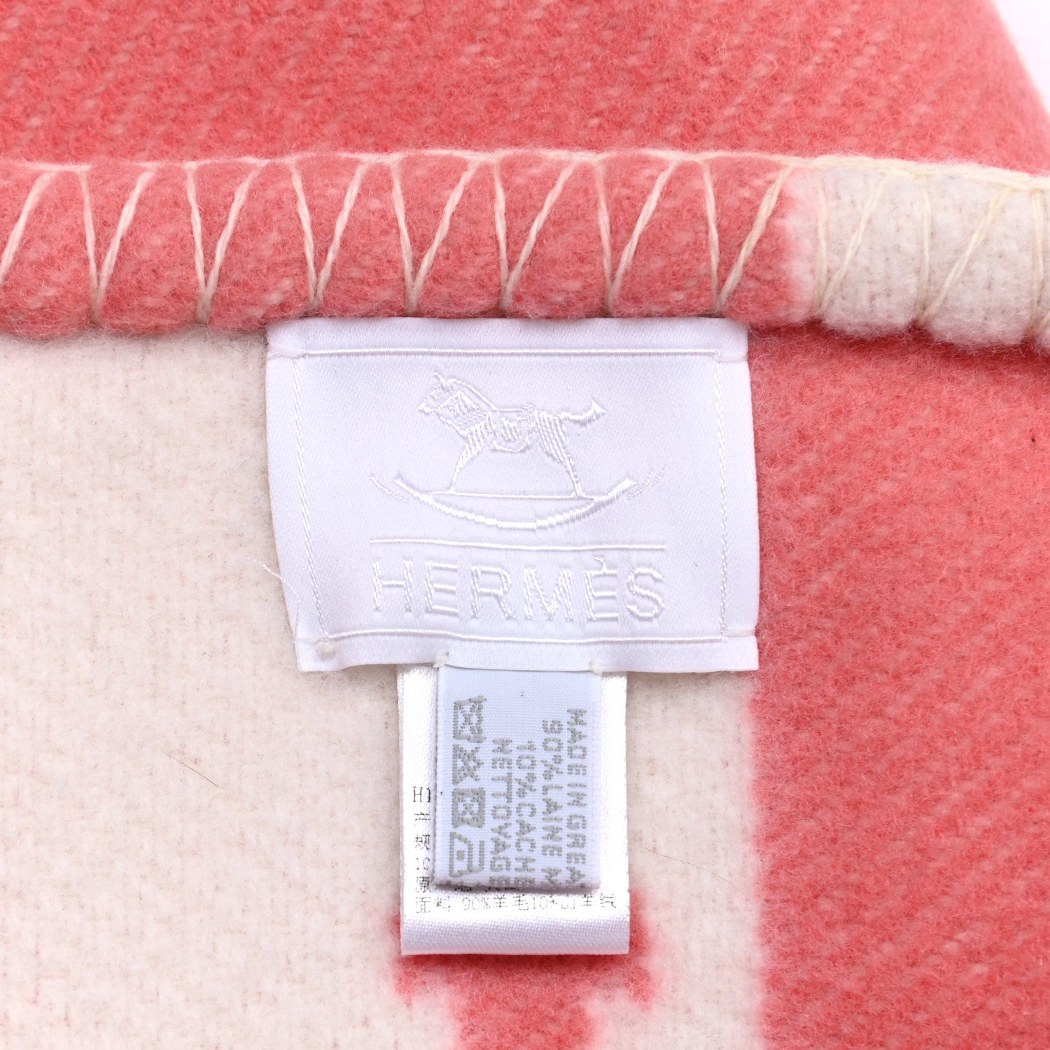Hermes Wool Cashmere Avalon Baby Blanket Rose Airelle White 5 of 6