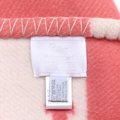 Hermes Wool Cashmere Avalon Baby Blanket Rose Airelle White 5 of 6