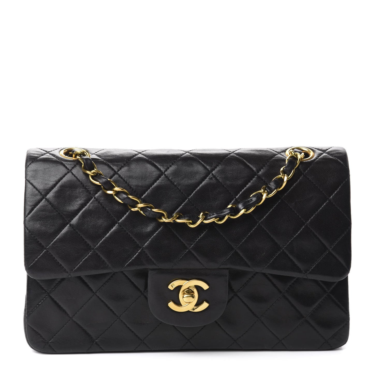 Lambskin Quilted Small Double Flap Black