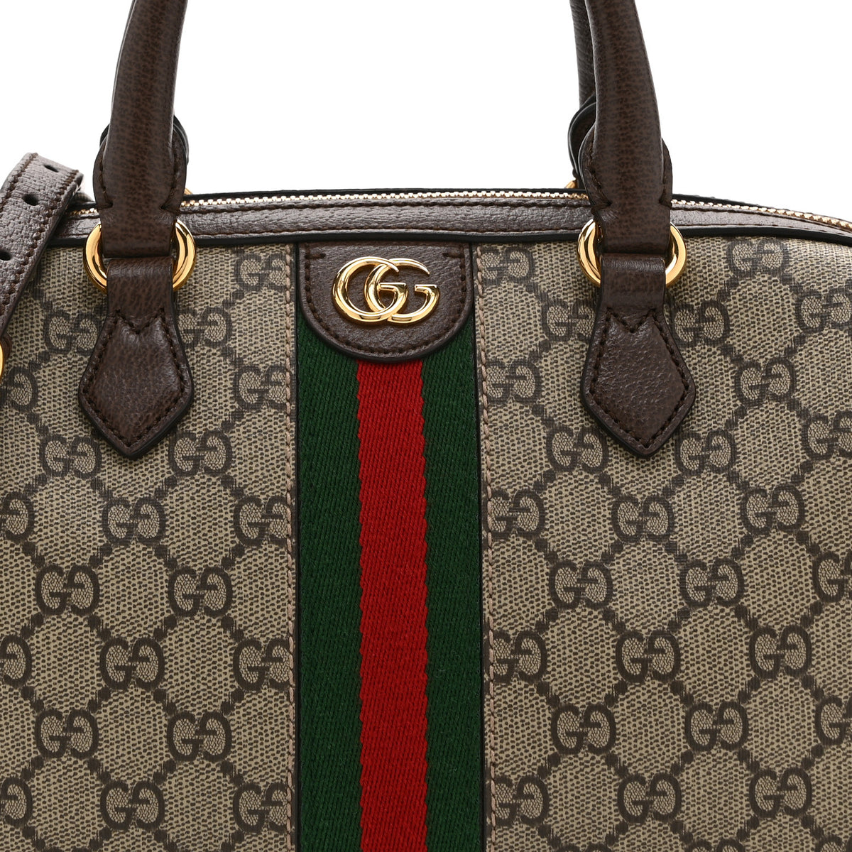 GG Supreme Monogram Web Small Ophidia Top Handle Bag Beige Ebony