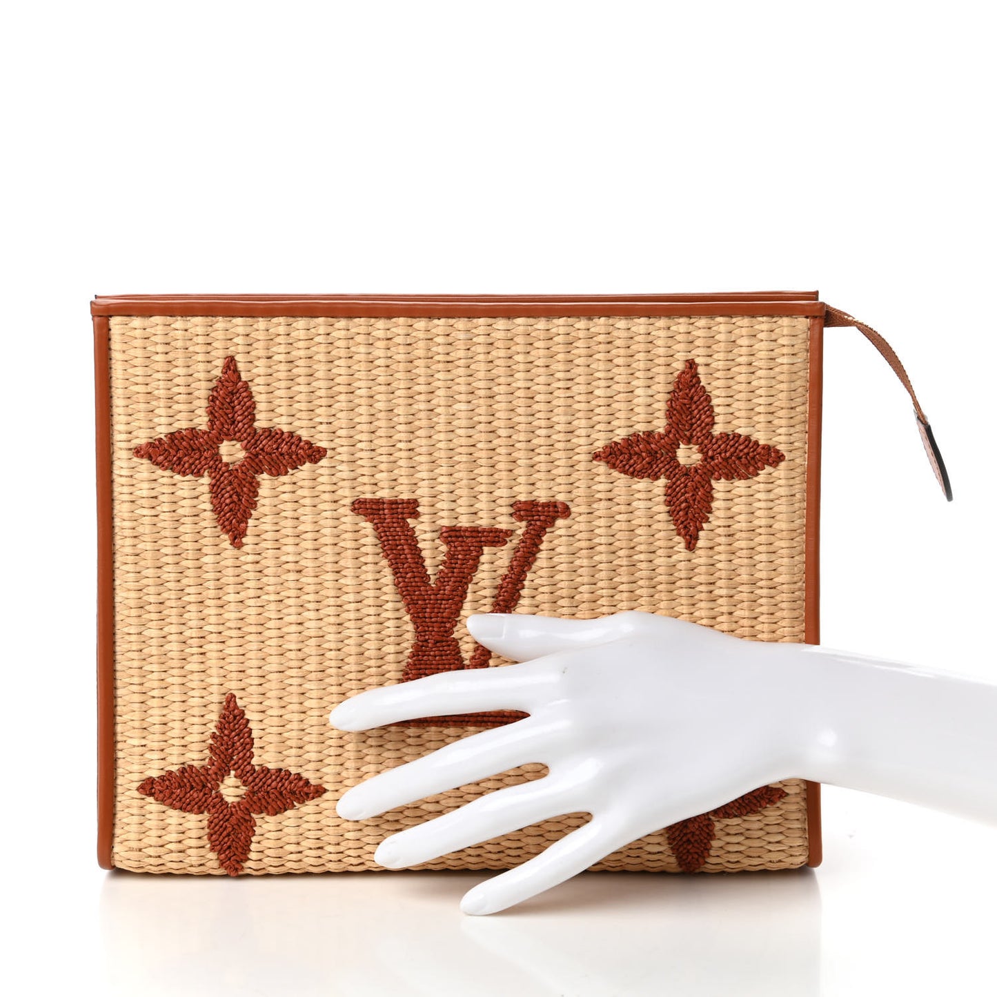 Raffia Monogram Giant Toiletry Pouch 26 Tan
