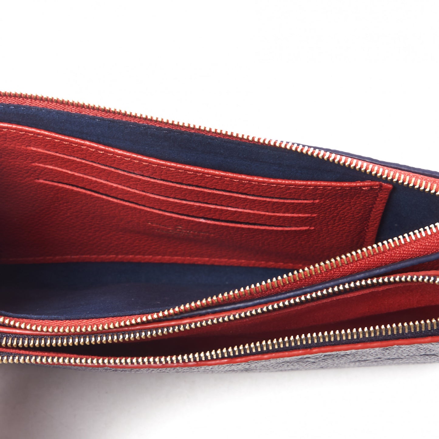 Empreinte Double Zip Pochette Marine Rouge