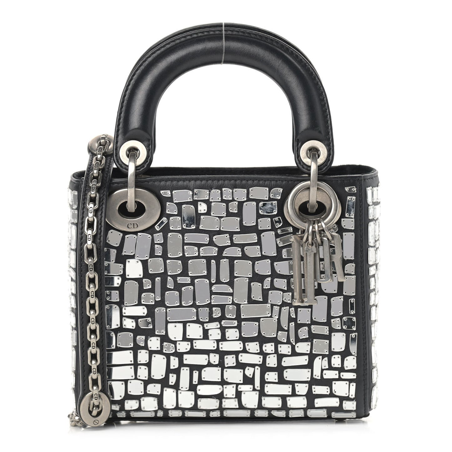 Smooth Calfskin Embroidered Mini Mosaic of Mirrors Lady Dior Black