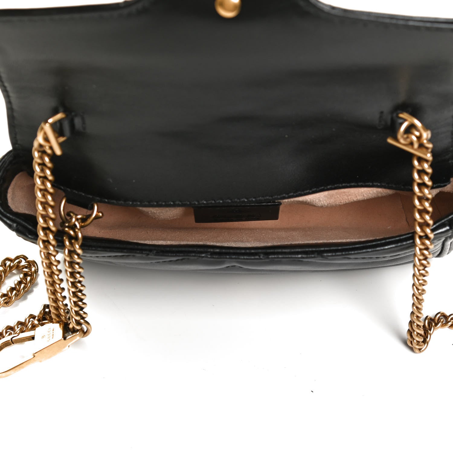 Gucci Calfskin Matelasse Super Mini GG Marmont Shoulder Bag Black 5 of 13