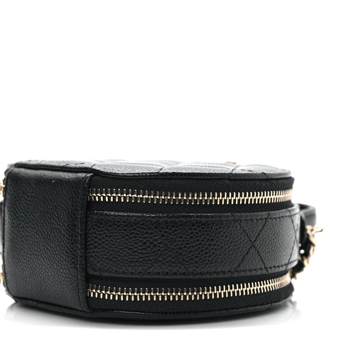 Caviar Quilted Round Handle With Care Vanity With Chain Black