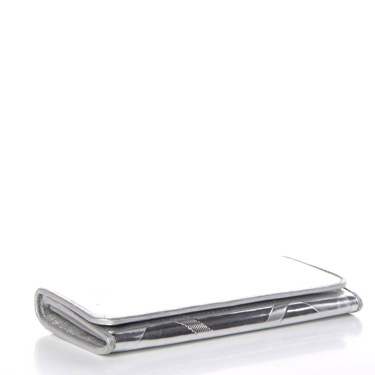 Burberry Metallic Calfskin Check Embossed Continental Wallet Silver 4 of 13