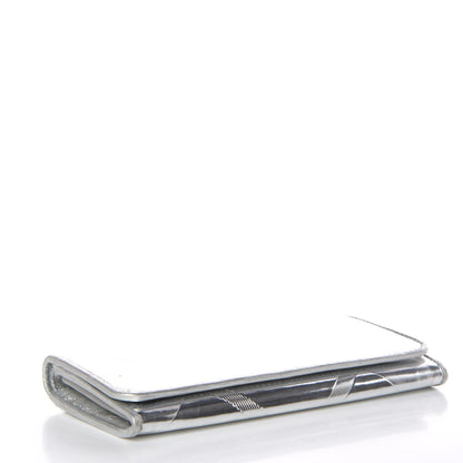 Burberry Metallic Calfskin Check Embossed Continental Wallet Silver 4 of 13