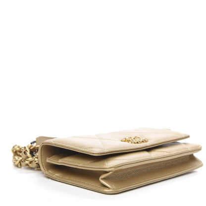 Chanel Metallic Goatskin Quilted 19 Wallet On Chain WOC Gold 4 of 14