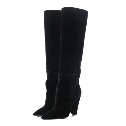 Saint Laurent Velvet Niki 105 Thigh High Boots 36.5 Black 3 of 12