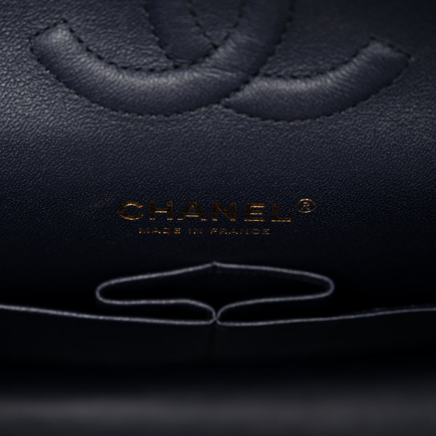 Caviar Quilted Medium Double Flap Navy