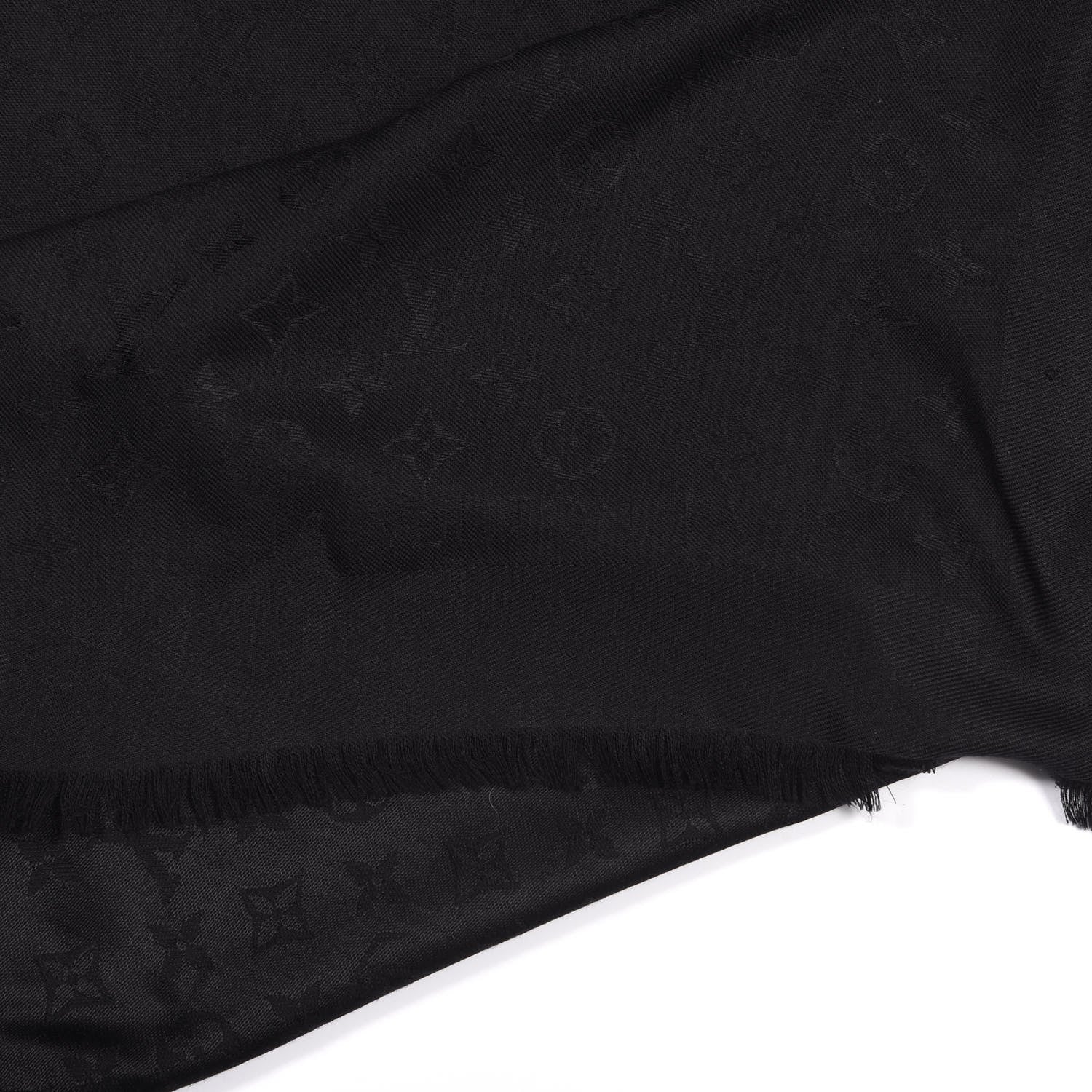Louis Vuitton Silk Wool Monogram Shawl Black 3 of 3