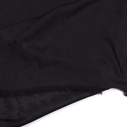 Louis Vuitton Silk Wool Monogram Shawl Black 3 of 3