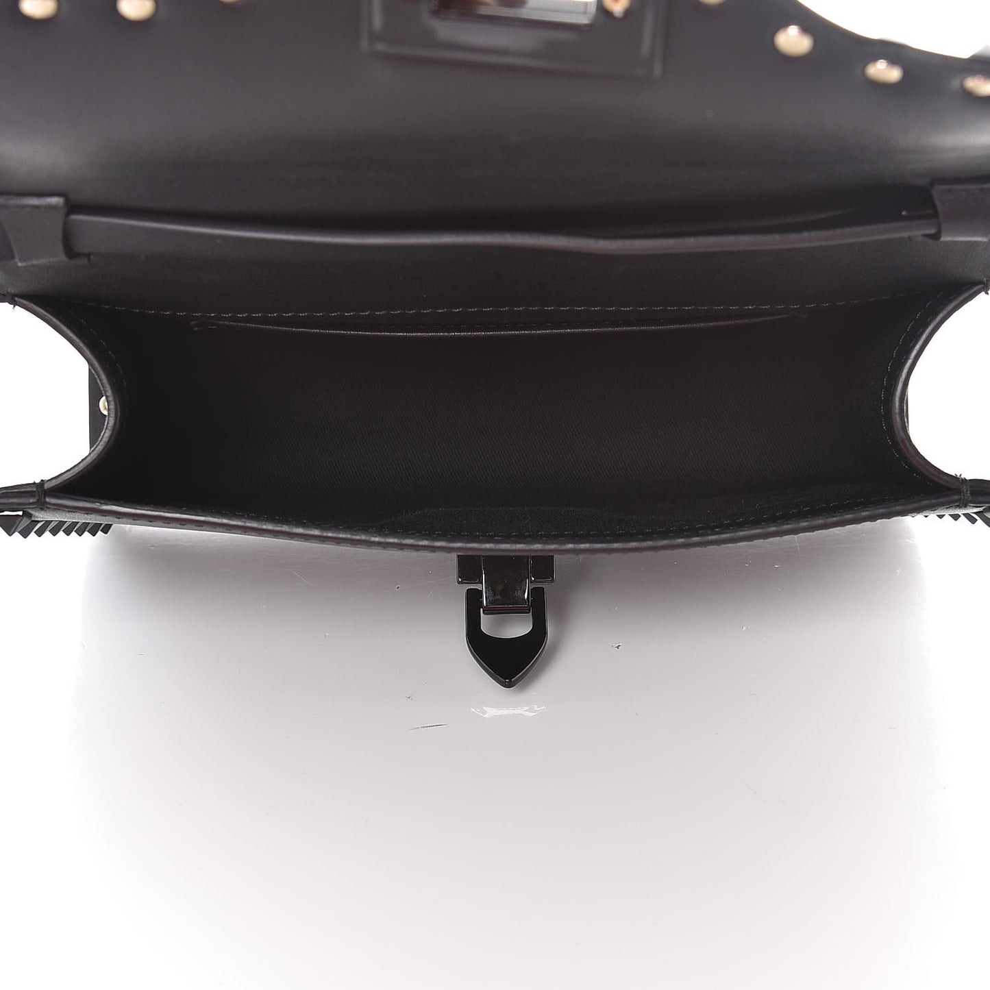 Vitello Monochrome Medium Rockstud Flip Lock Crossbody Bag Black