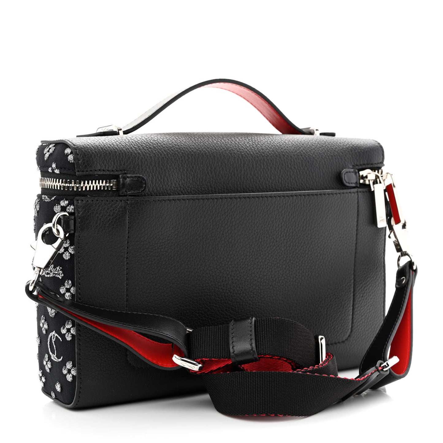 Canvas Calfskin Degrade Loubinthesky Kypipouch Messenger Bag Black Silver