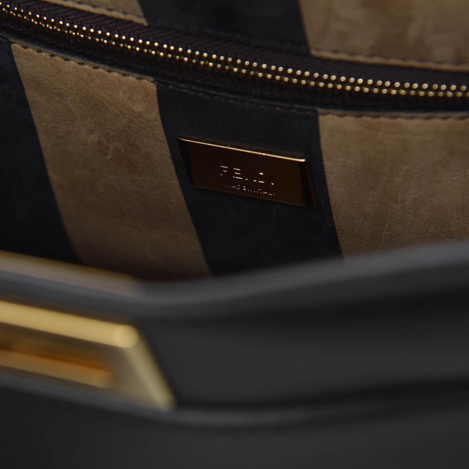 Fendi Vitello Seta Nabuk Pequin Mini Peekaboo Iconic Satchel Ebano Tobacco Moro 7 of 11