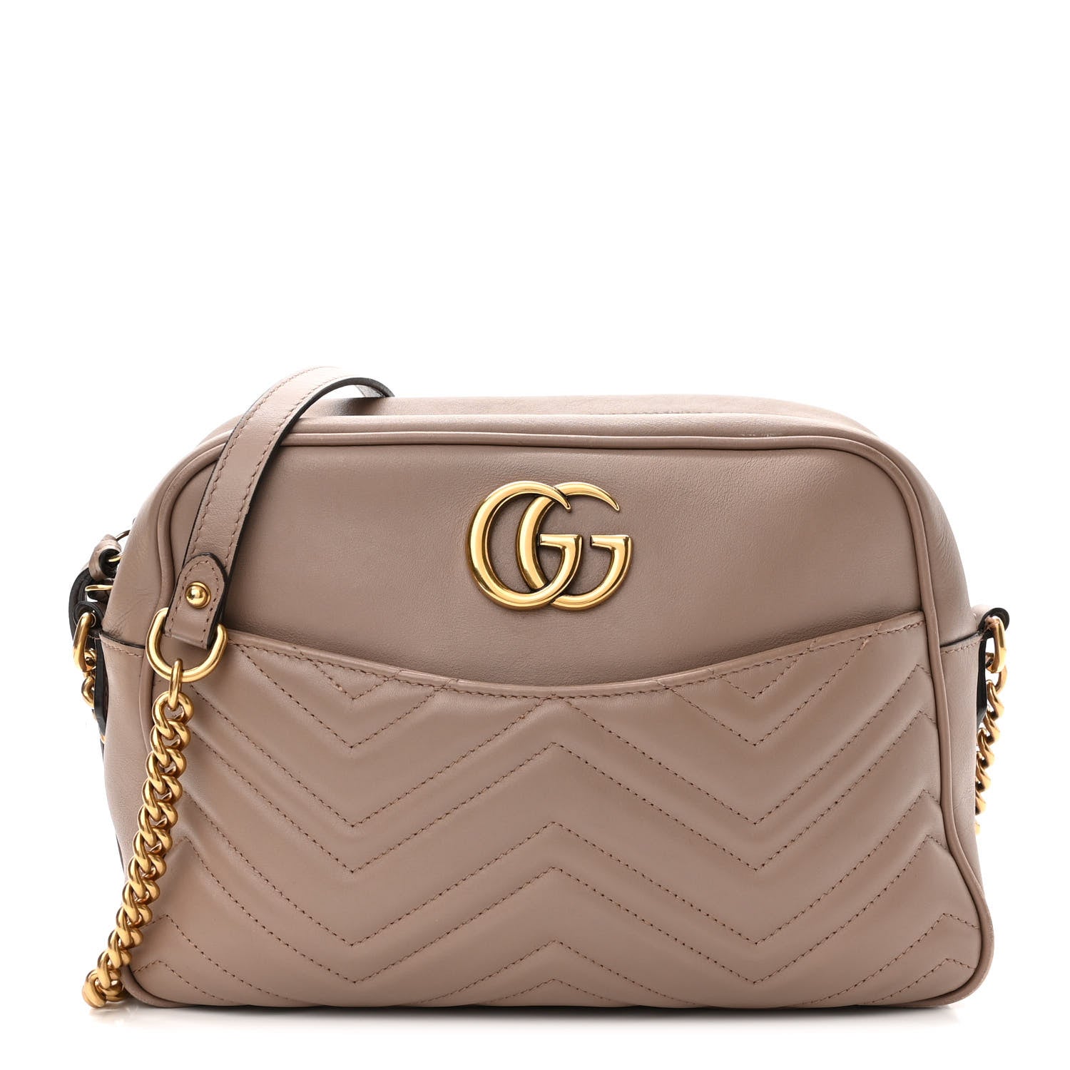 Gucci Calfskin Matelasse Medium GG Marmont Chain Shoulder Bag Porcelain Rose 1 of 11