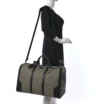 Gucci GG Supreme Monogram Selleria Calfskin Medium Duffle Beige Ebony Black 2 of 11