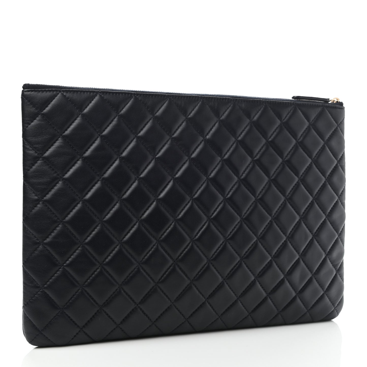 Lambskin Quilted Large Cosmetic Case Navy